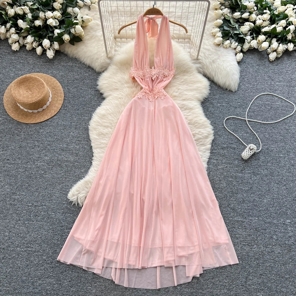 light pink halter maxi dress Jasmine Halter Maxi Dress, in Light Pink Luxe Satin, Size: XS | Show Me Your Mumu