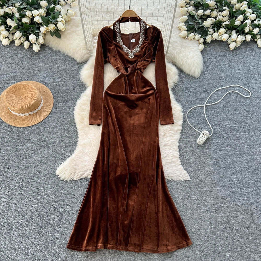 chocolate brown velvet dress 1920s CHOCOLATE CAPE silk velvet dress small