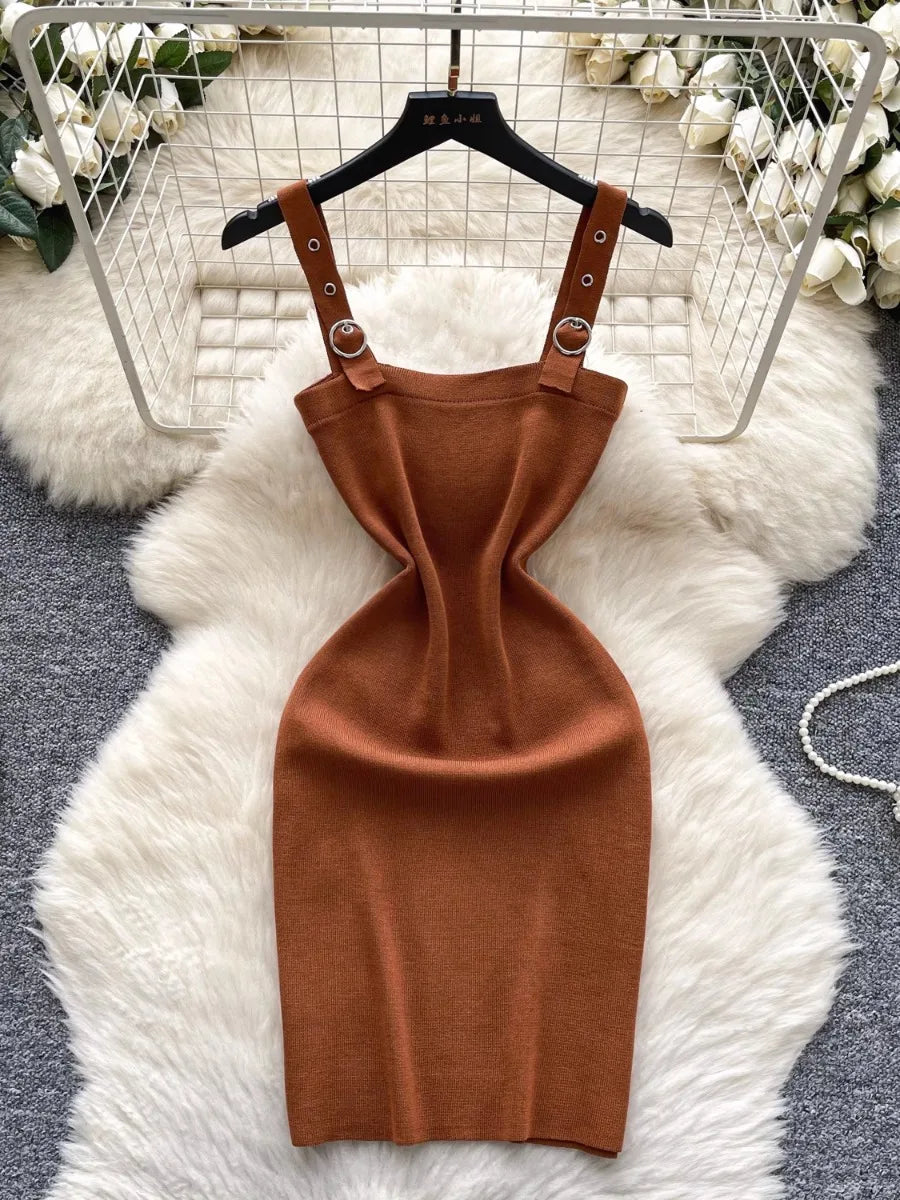 brown knit bodycon dress Light Brown Dress - Sleeveless Sweater Dress - Knit Bodycon Dress