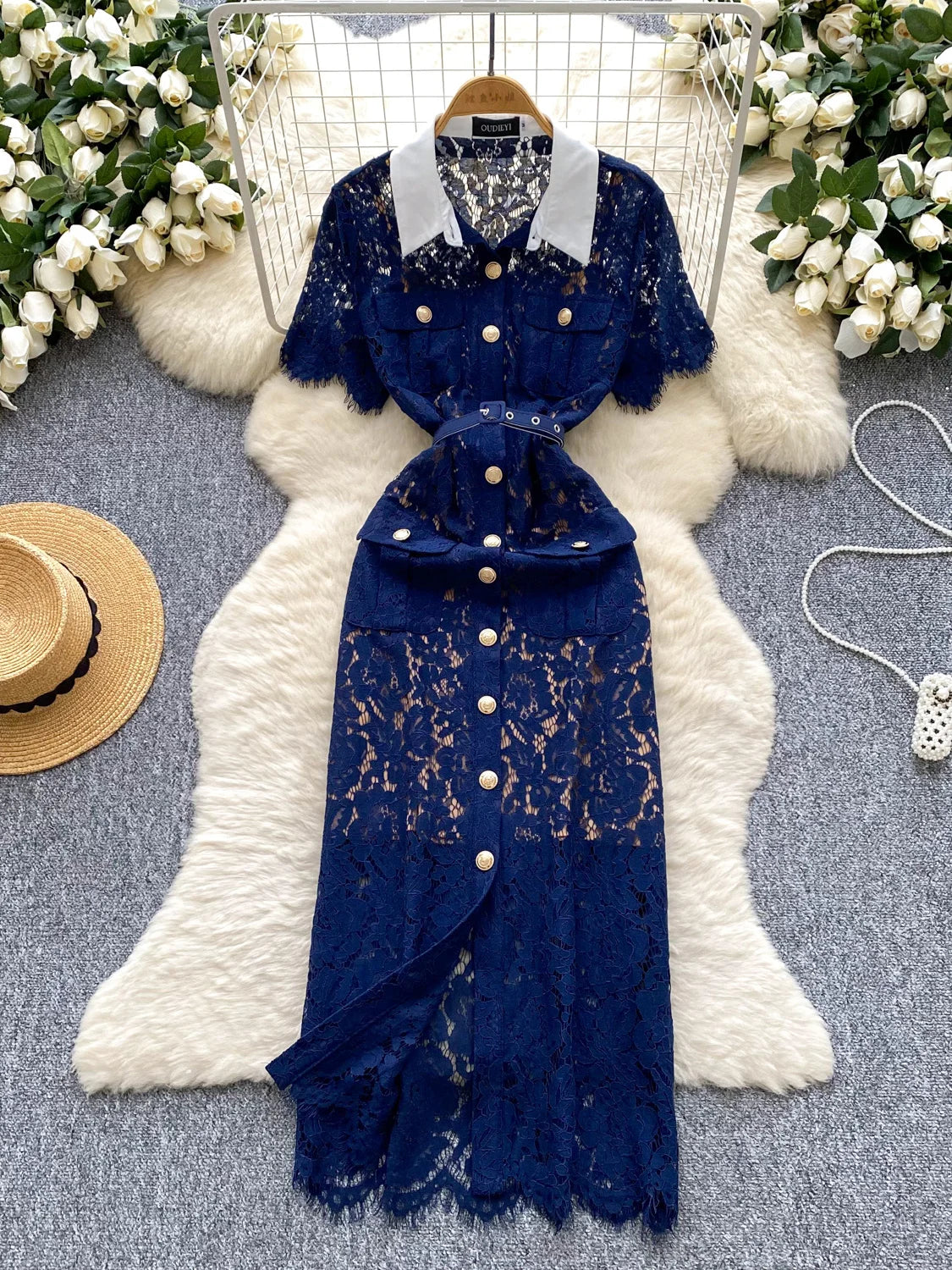 blue sheer lace dress Dusty Blue See Through Sheer Lace Prom Dress