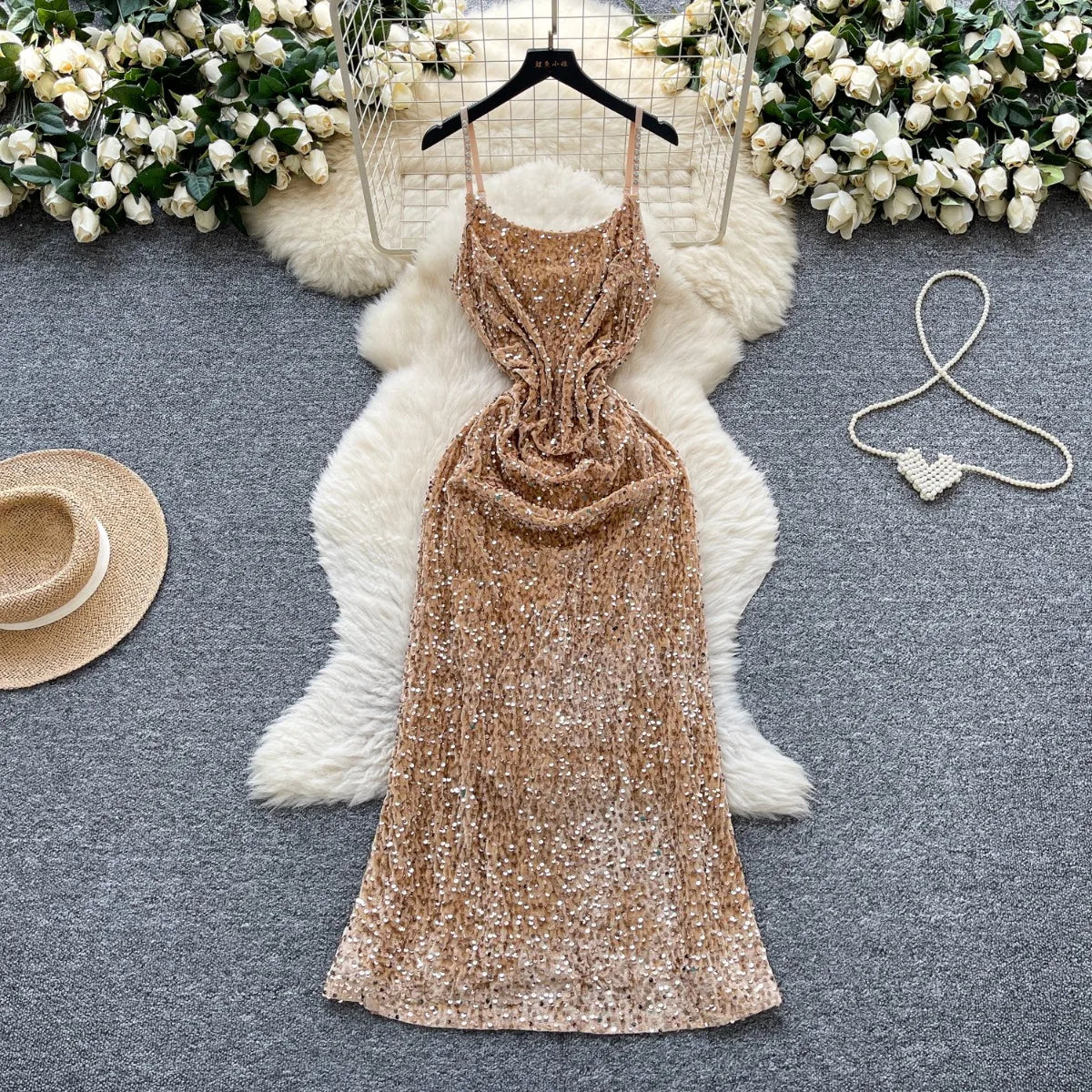 plt rose gold sequin dress Pink & Rose Gold Rhinestone Satin & Tulle Girls Dress 2 / Rose/Ivory main image 0
