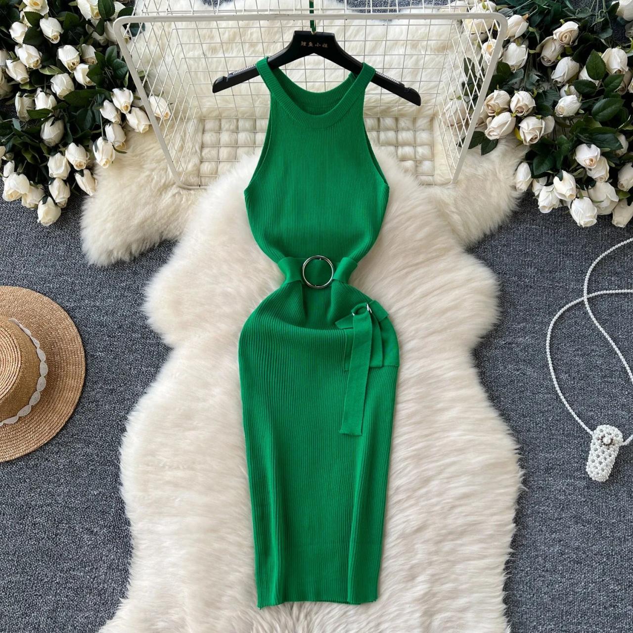 emerald green ribbed dress Emerald Green Rib Knit Midi Dress