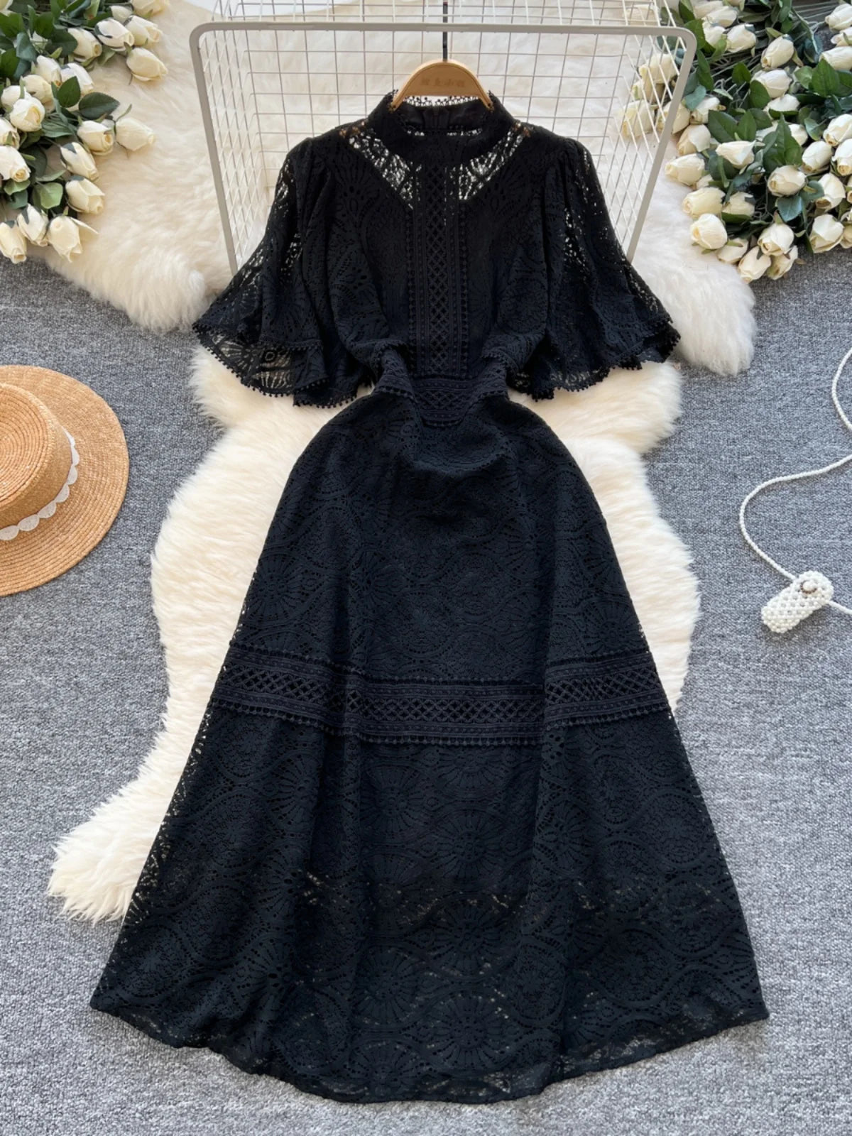 black flare maxi dress Shane