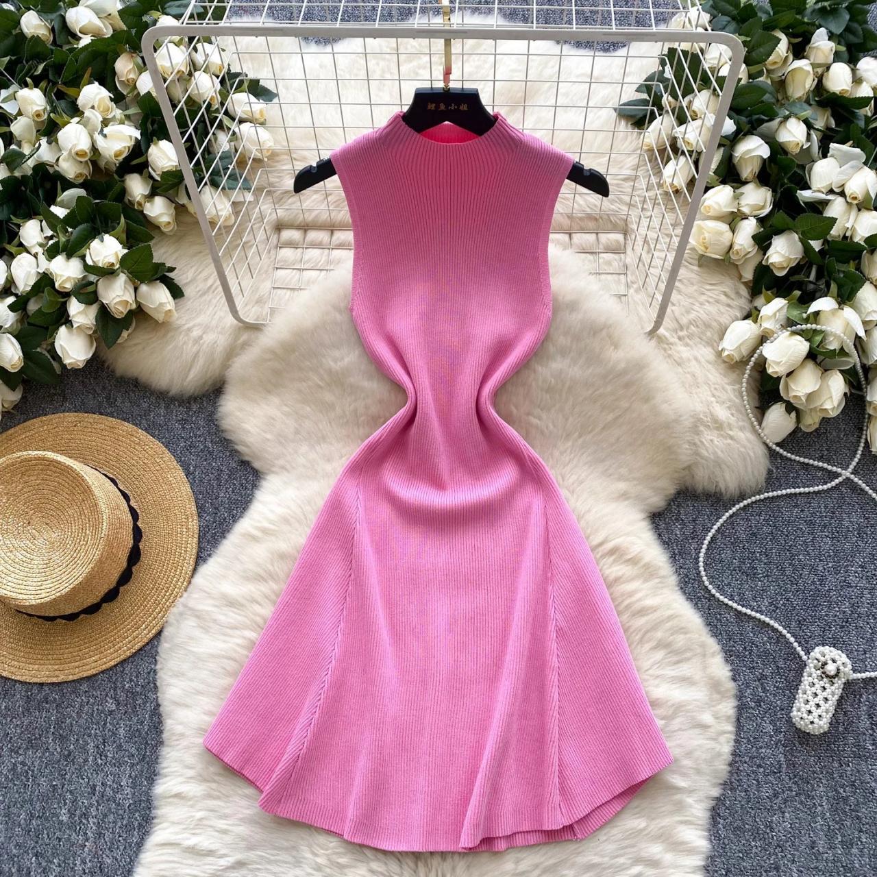 knitted flared dress MANGO - Fine-knit flared Dress Chocolate