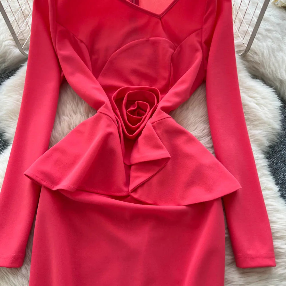 red satin peplum dress Angelina Peplum Stretch Satin Midi Dress - Red