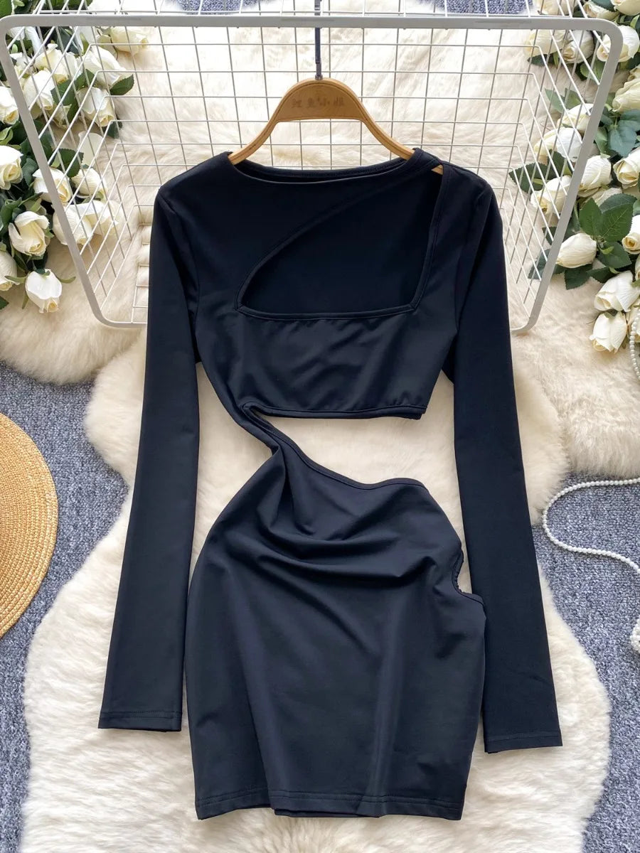 long sleeve black bodycon mini dress Niella Long Sleeve Wrap Mini Dress - Black Black / XS main image 1
