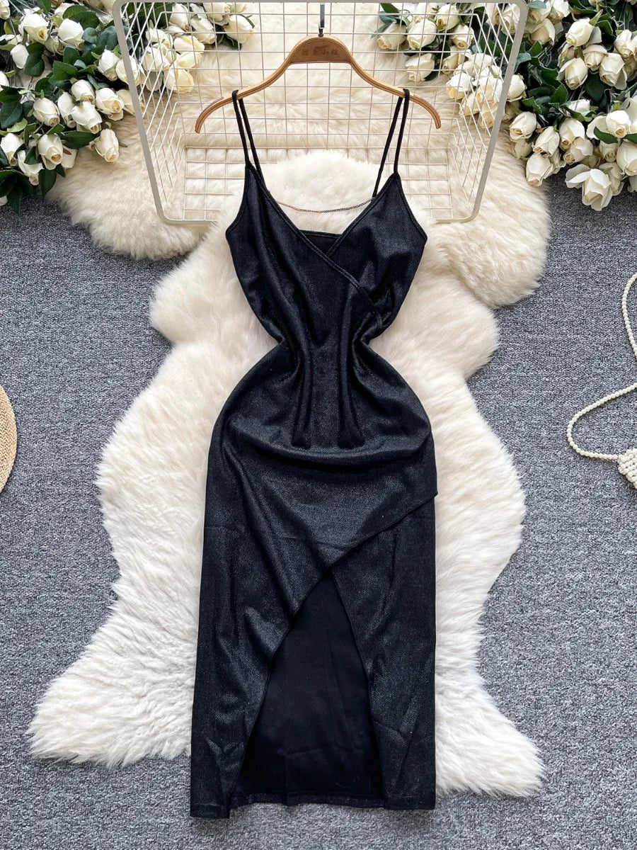 black sleeveless wrap dress Black Sleeveless Wrap Dress With Adjustable Straps