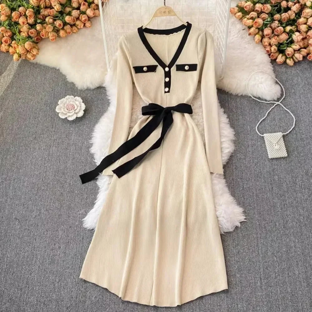 beige dress with black belt MILA celeb dress inspired from custom made pencil