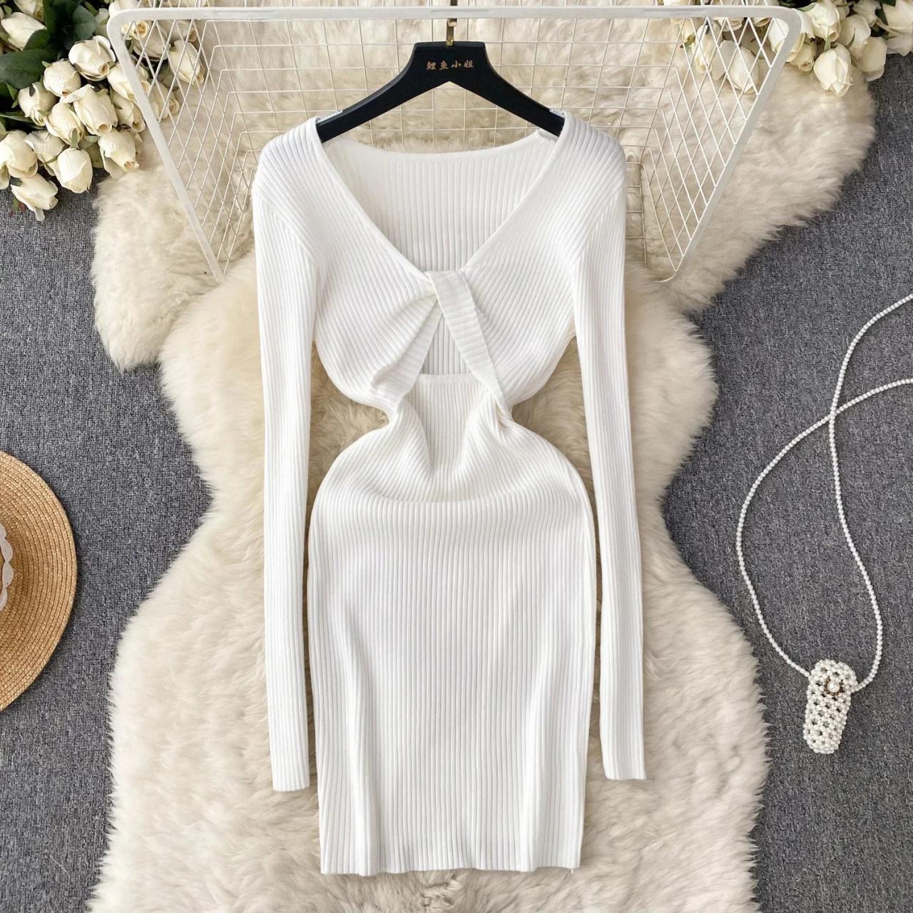 white ribbed cut out dress Dsquared2 - Knit mini-dress - W