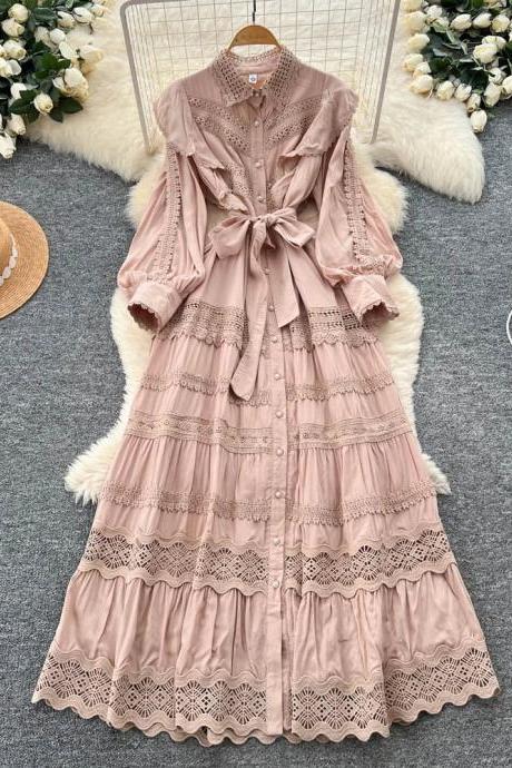 gypsy lace maxi dress Gypsy Style Unique Print Cowl Neck Back Lace-up Slit Midi Dress – roschic main image 0